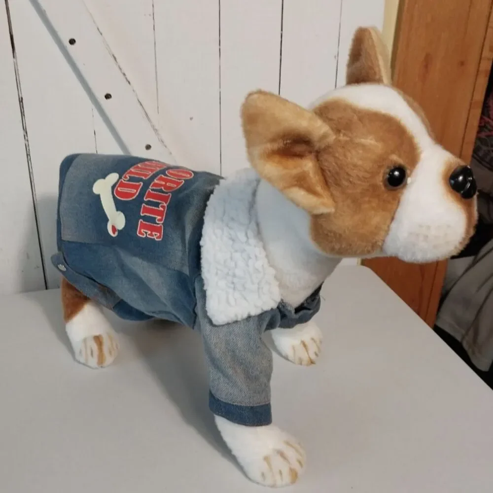 Favorite Child Washed Denim Retro Dog Pullover Jacket Size Small